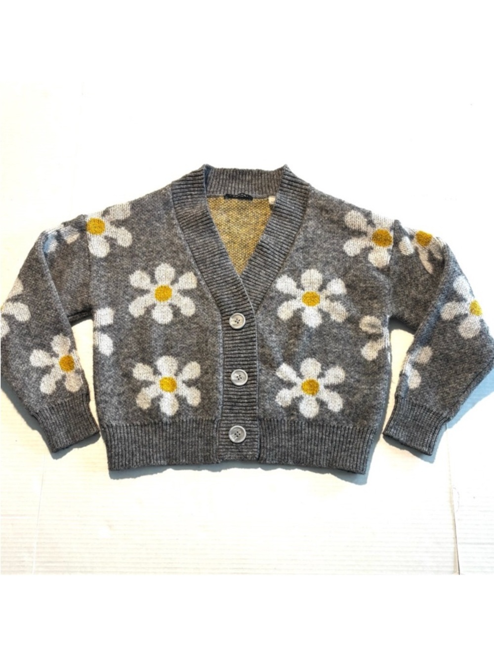 Tahari Daisy Cardigan Sweater Cropped Thick Knit Romantic‎ Preppy Women’s Size S